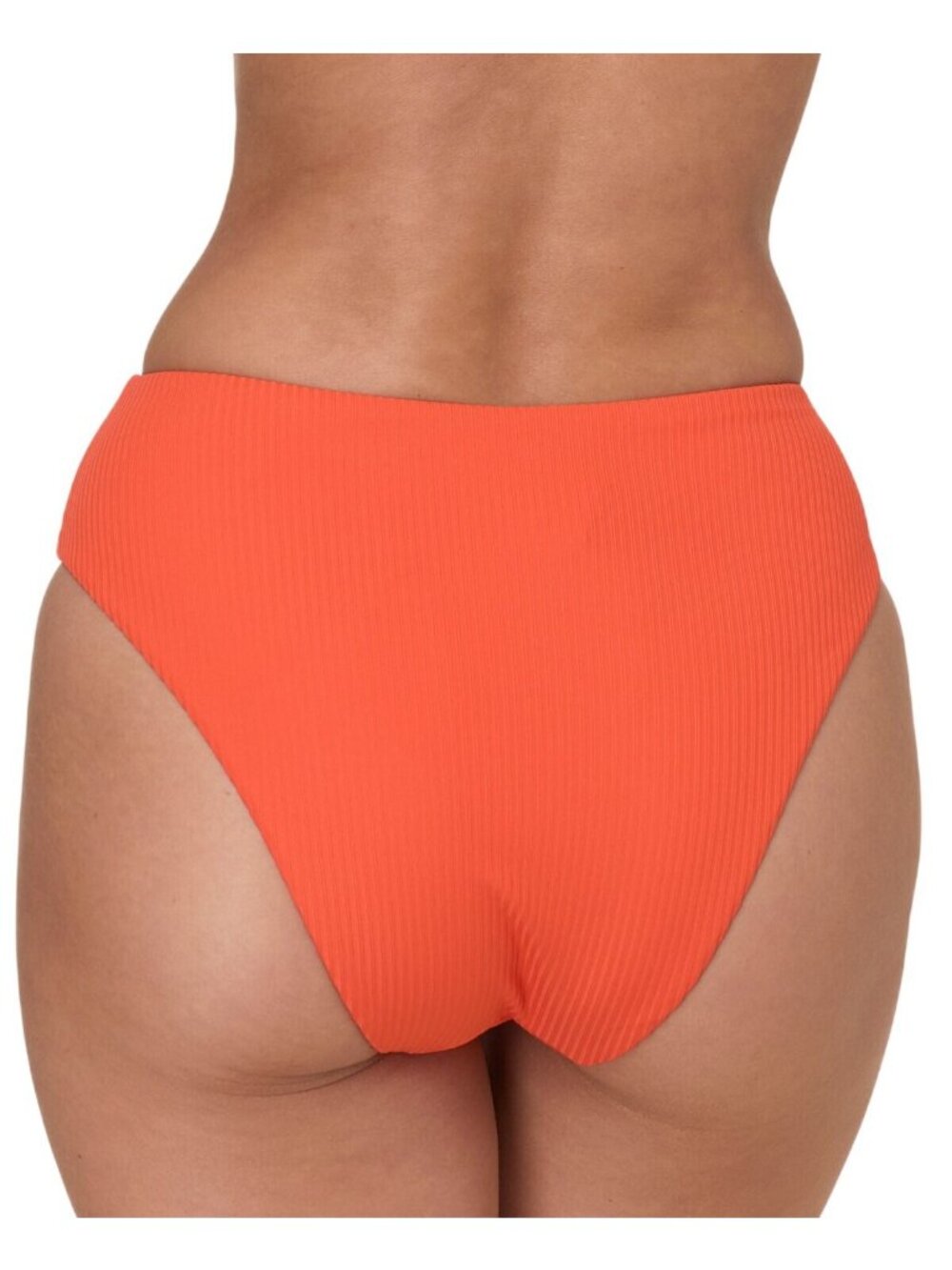 NWT Andie Ribbed 90s High Waist Bikini Bottom AB488 Vermillion Orange M - Picture 2 of 8
